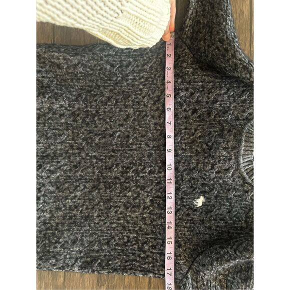 Abercrombie & Fitch Cable Knit Wool Blend Crew Neck Pullover Sweater Gray Medium - Picture 9 of 9